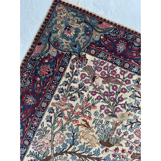 Green Antique "Paradise Scene" Tabriz, Nature and Art Collide Rug 4.7 x 6.4 For Sale - Image 8 of 10