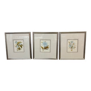 Blue Botanical Art Reproduction Prints, Set of Three For Sale