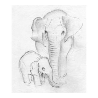 1930s Helen Malta Elephant Drawing For Sale