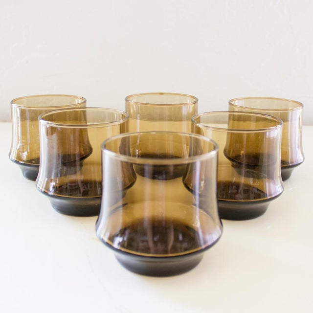 Smoked Amber Glass Tumblers Vintage Barware Set of 6 Chairish