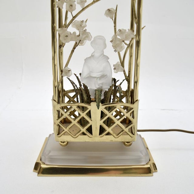 Metal French Brass and Opaline Glass Table Lamps attributed to Maison Baguès, 1970s, Set of 2 For Sale - Image 7 of 12