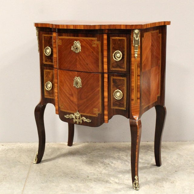 Napoleon III marquetry chest of drawers, complete with splendid original gilded bronzes - note the small size Late 19th...