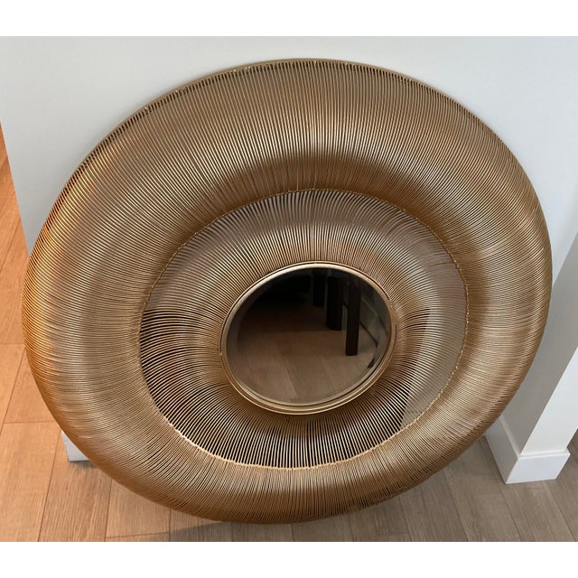 Contemporary Bauble Round Mirror 42.13" Diameter, Gold Finish Curved Iron Frame, Uttermost For Sale - Image 3 of 5