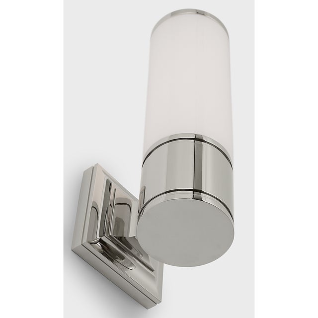 Traditional Chapman & Myers for Visual Comfort Signature Halford 14" Bath Sconce in Polished Nickel with White Glass For Sale - Image 3 of 7