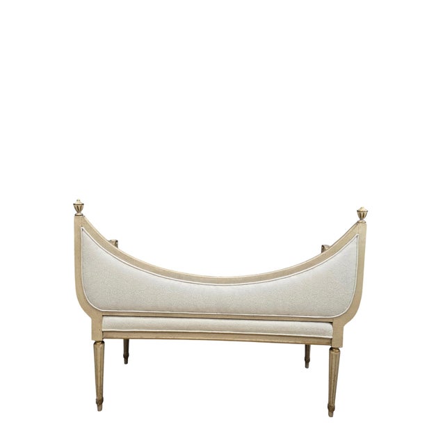 Mid 20th Century Hollywood Regency Neoclassical Curved Back Upholstered Bench For Sale In Chicago - Image 6 of 12