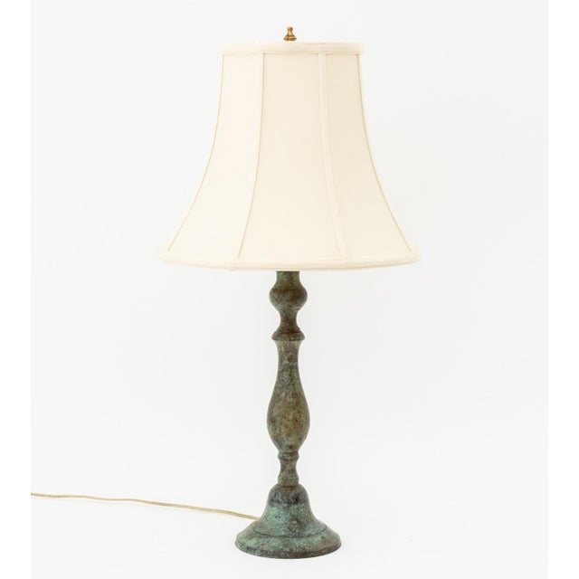 Early 21st Century Modern Verdigris Bronzed Table Lamps, Pair For Sale - Image 5 of 8