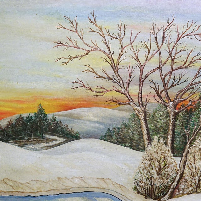 Mid 20th Century Sunrise in a Winterly Landscape in the Black Forest For Sale - Image 5 of 7