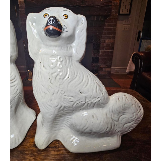 Pair of Antique Old Staffordshire Dogs With Newcomb Collage in New Orleans Provenance For Sale - Image 11 of 15