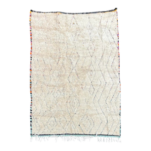 Handwoven Moroccan Beni Ourain Wool Rug – Ivory Berber Carpet 5'3" X 9'6"