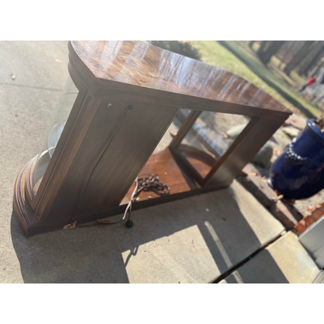 1960s Mid-Century Modern Lighted Curved Glass Credenza & Display Cabinet Set For Sale - Image 10 of 12