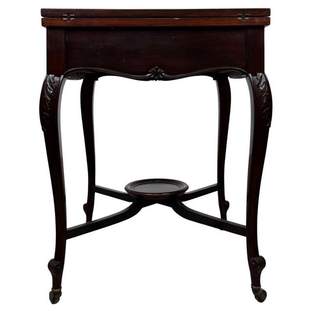 20th Century English Mahogany Envelope Card Table, 1890s For Sale - Image 11 of 13
