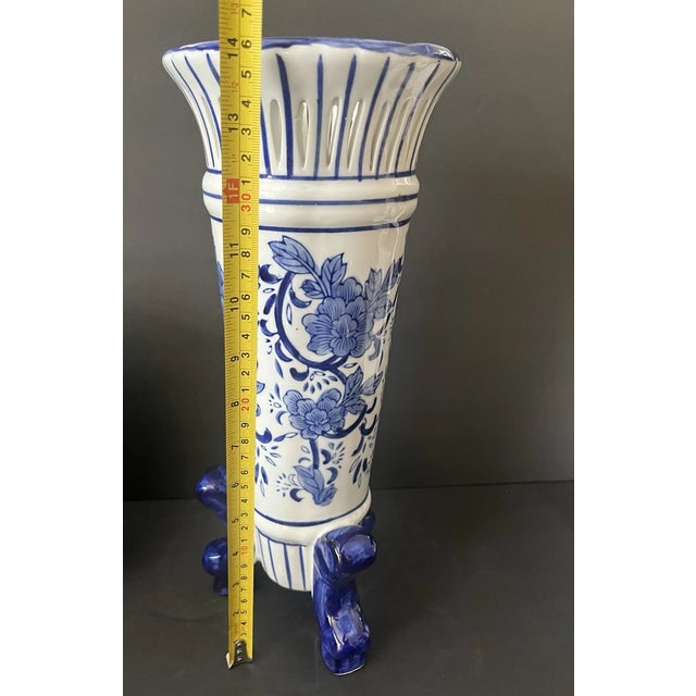Add timeless sophistication to your décor with this **Vintage Mid-Century Modern (MCM) Chinoiserie Hand-Painted Footed...