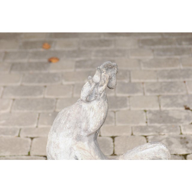 Metal French Painted Lead Lifesize Crowing Rooster Sculpture on Base, circa 1920 For Sale - Image 7 of 12