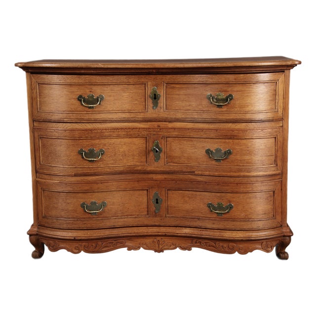 Antique 18th Century Baroque Oak Chest of Drawers, 1750s For Sale