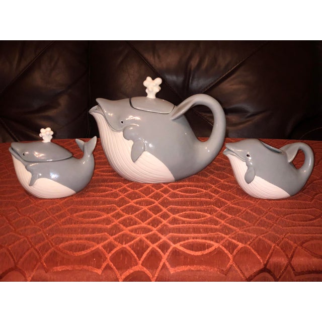 Vintage Ceramic Coastal Whale Tea Set - 3 Pieces For Sale - Image 4 of 8