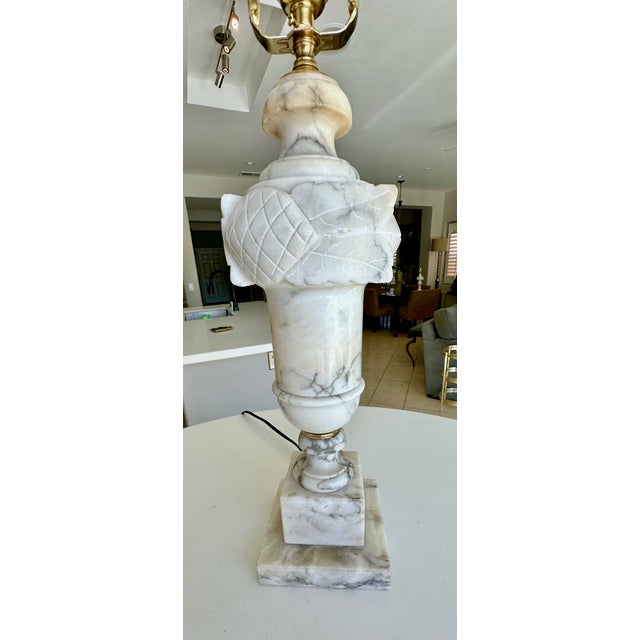 Metal Single Italian Urn Neoclassic Alabaster Table Lamp For Sale - Image 7 of 15