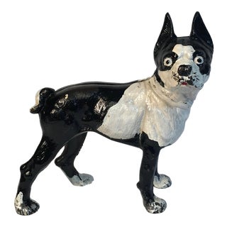 Vintage Hubley Boston Terrier Cast Iron Door Stop For Sale