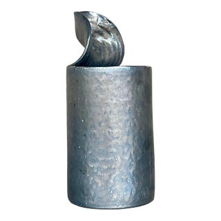 Vintage Brutalist Sculptural Black Studio Pottery Vase For Sale