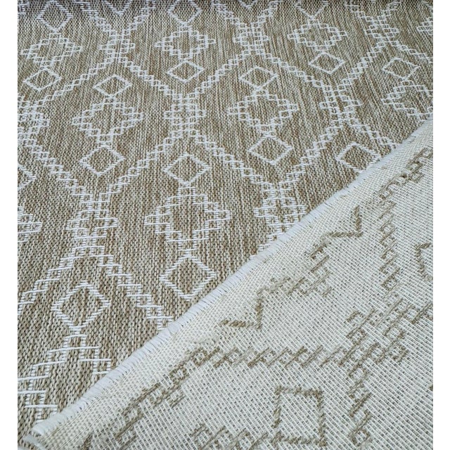 Tribal Brentano Woven Homestead Dove Tribal Geometric Performance Stain Resistant Beige White Indoor Outdoor Upholstery Fabric For Sale - Image 3 of 3