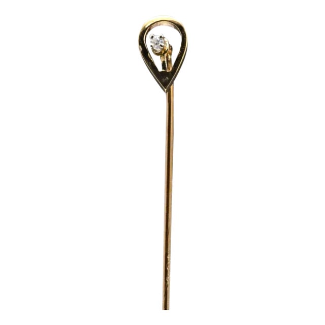 The Kenner: Yellow Gold Mid Century Lapel or Stick Pin For Sale
