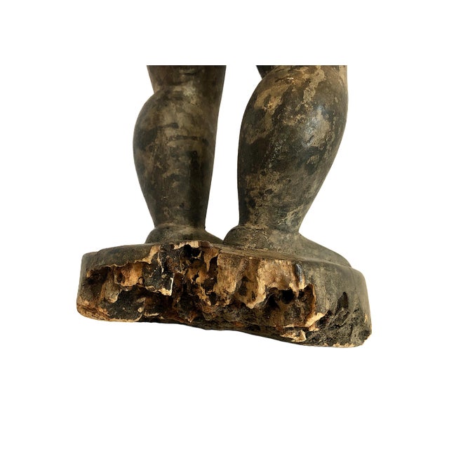 African Carved Wood Male Sculpture For Sale - Image 13 of 14