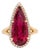 7.75cts Rubellite Tourmaline and Accented Diamond Ring in 14k Solid Yellow Gold For Sale
