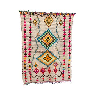Vintage Azilal Moroccan Berber Rug - 4'5" X 6'1" For Sale