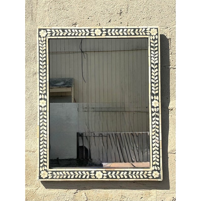 Late 20th Century Vintage Boho Inlay Mirror For Sale - Image 5 of 8