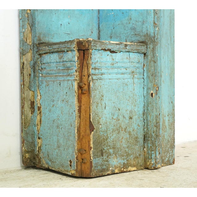 Reclaimed Georgian Distressed Blue Wooden Fireplace Mantel For Sale - Image 12 of 13