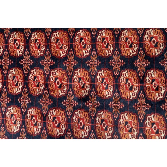 Navy Blue 1960s, Handmade Vintage Uzbek Bukhara Rug 5' X 8.3' For Sale - Image 8 of 16