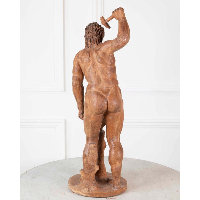 19th Century Italian Terracotta Statuette of Vulcan Forging a Dagger on an Anvil For Sale In Atlanta - Image 6 of 9