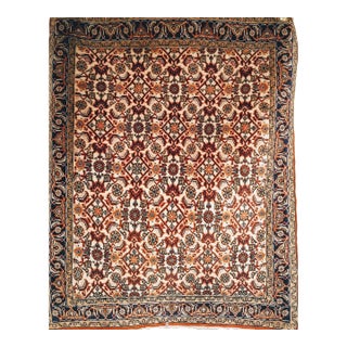 Vintage Persian Qum Area Rug, Handwoven Wool, Allover Geometric Design For Sale