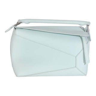 Blue Iceberg Classic Calfskin Small Puzzle Edge Bag For Sale
