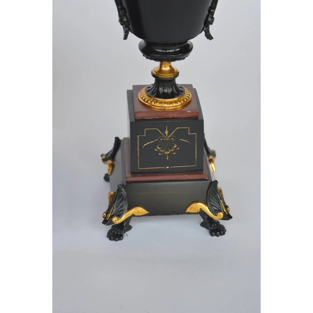 Late 19th Century French Bronze and Marble Egyptian Inspired Clockset For Sale - Image 5 of 11