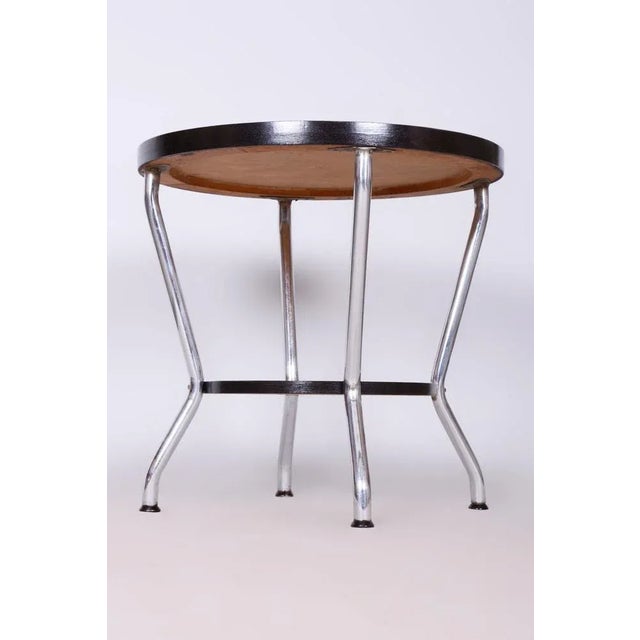 Bauhaus Small Bauhaus Table in Oak and Chrome attributed to Hynek Gottwald, Former Czechoslovakia, 1930s For Sale - Image 3 of 9