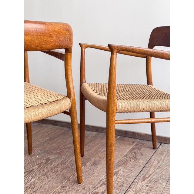 Wood Mid-Century Modern Armchairs in Oak by Niels O. Møller for JL Mollers Møbelfabrik, 1950, Set of 2 For Sale - Image 7 of 17