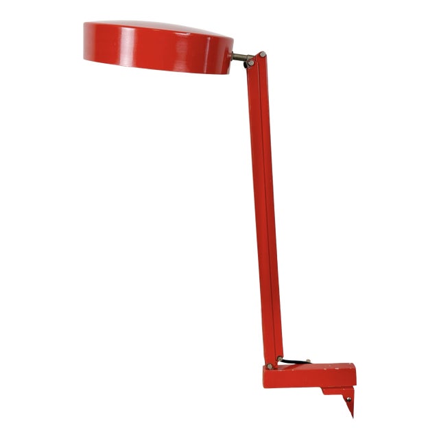 Vintage Adjustable Red Table Lamp, 1970s For Sale