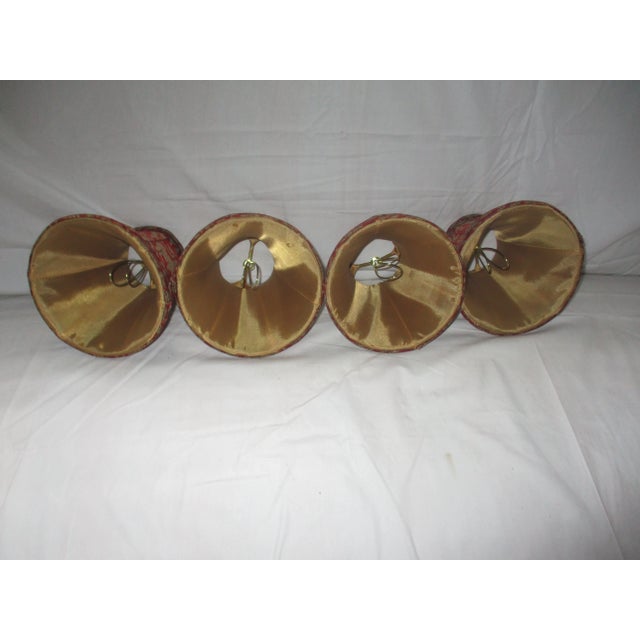 Vintage 1990s Red & Gold With Lion Design Chandelier Lamp Shades - Set of 4 For Sale - Image 4 of 9