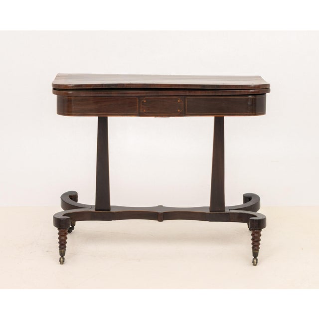 Traditional Regency Rosewood and Mahogany Card Table For Sale - Image 3 of 10