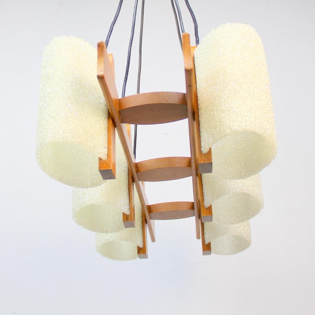 Black Scandinavian Ceiling Lamp in Teak, 1960s For Sale - Image 8 of 11