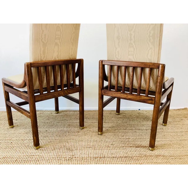 Vintage 1970s Henredon Mid Century Oak Wood Dining Chairs Set of 8 Campaign Style For Sale - Image 9 of 10