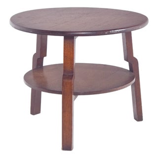 Portuguese Rustic Round Oak Coffee Table, 1950 For Sale