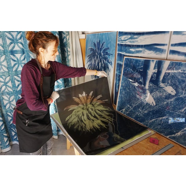 2021 "Tropical Palm Branches" Handmade Cyanotype Print on Watercolor Paper by Kind of Cyan For Sale - Image 9 of 11