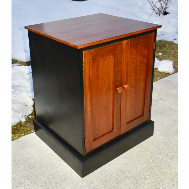 Ethan Allen Vtg. Ethan Allen Black & Cherry Two Door Transitional Style Cabinet For Sale - Image 4 of 13