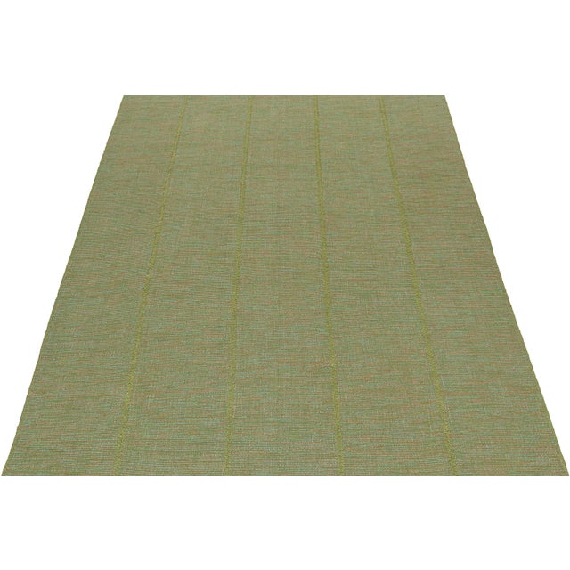 Contemporary 2010s Rug & Kilim’s Contemporary Kilim Rug in Green With Teal and Pink Accents For Sale - Image 3 of 8