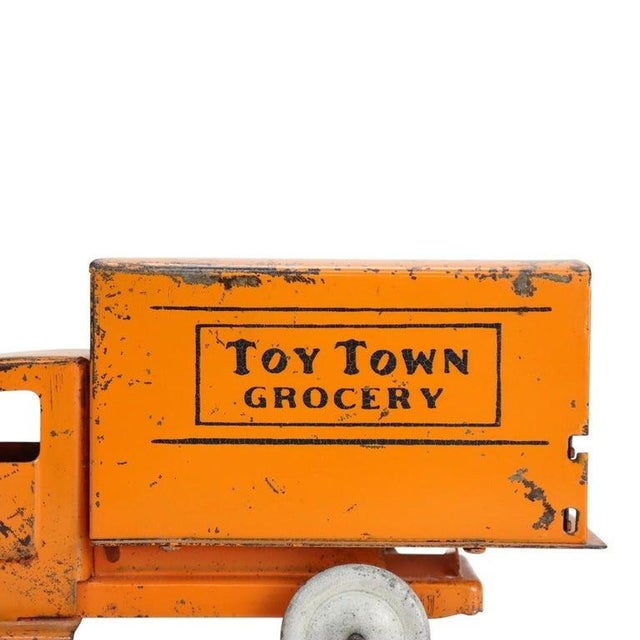 1920s Antique Pressed Steel “Toy Town Grocery” Advertising Truck C1920 For Sale - Image 5 of 10