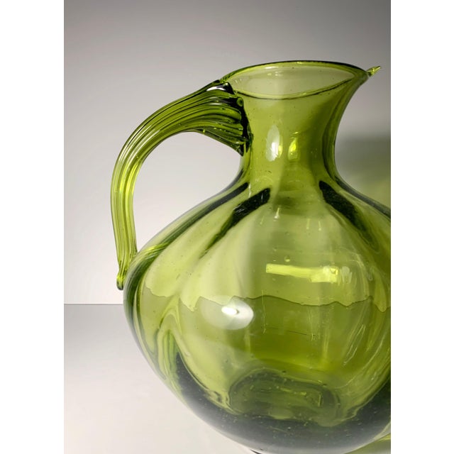 Mid-Century Modern Large Blenko Optic Chartreuse Glass Pitcher Vase by Winslow Anderson For Sale - Image 3 of 7