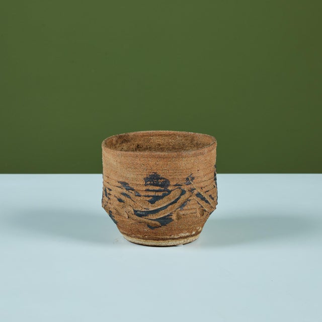 Stoneware Table Planter with Black Glaze For Sale - Image 9 of 13