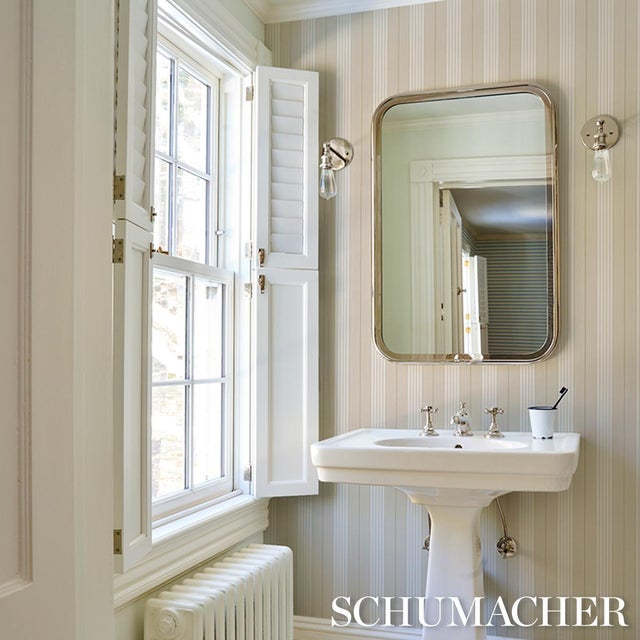2020s Sample - Schumacher Audrey Stripe Wallcovering In Sand For Sale - Image 5 of 6