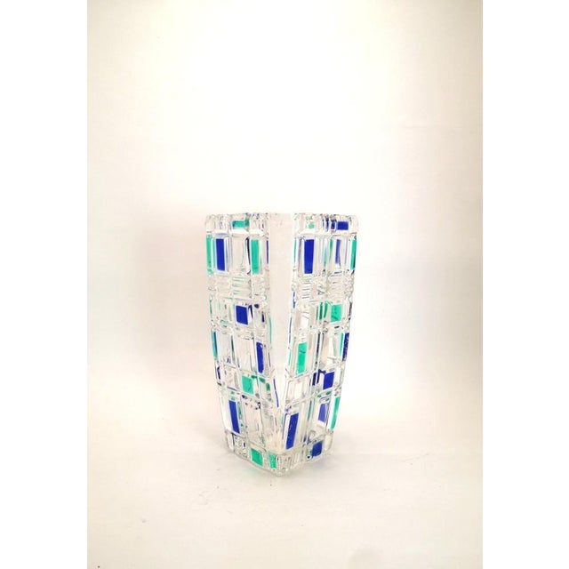 Multicolored crystal decorative vase, made in the 1960s